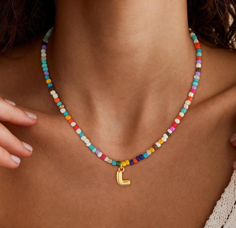 Treasure Bender Valentines Day Gifts for Kids Classroom - Colorful Beaded Initial Necklace for Girls Kids Women Teen Girl Gift Trendy Stuff Birthday Gift for 5 6 7 8 9 10 Year Old Girl Jewelry - Image 3